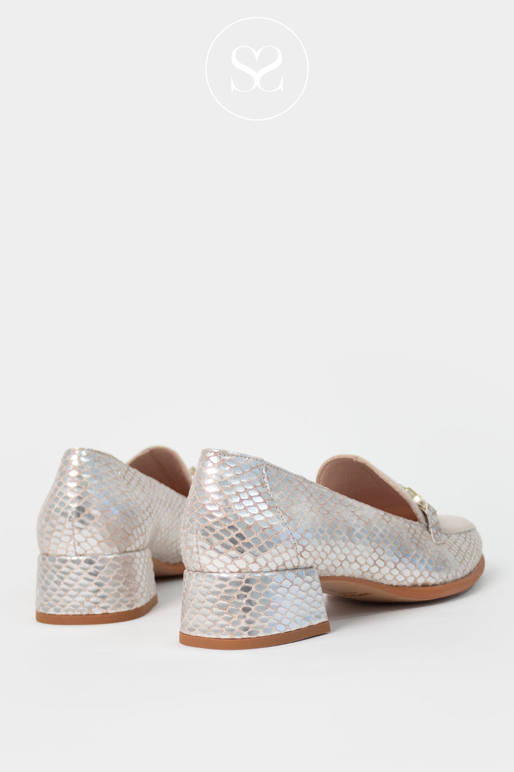 Wonders Champagne Croc effect Block heel Loafers C-6030