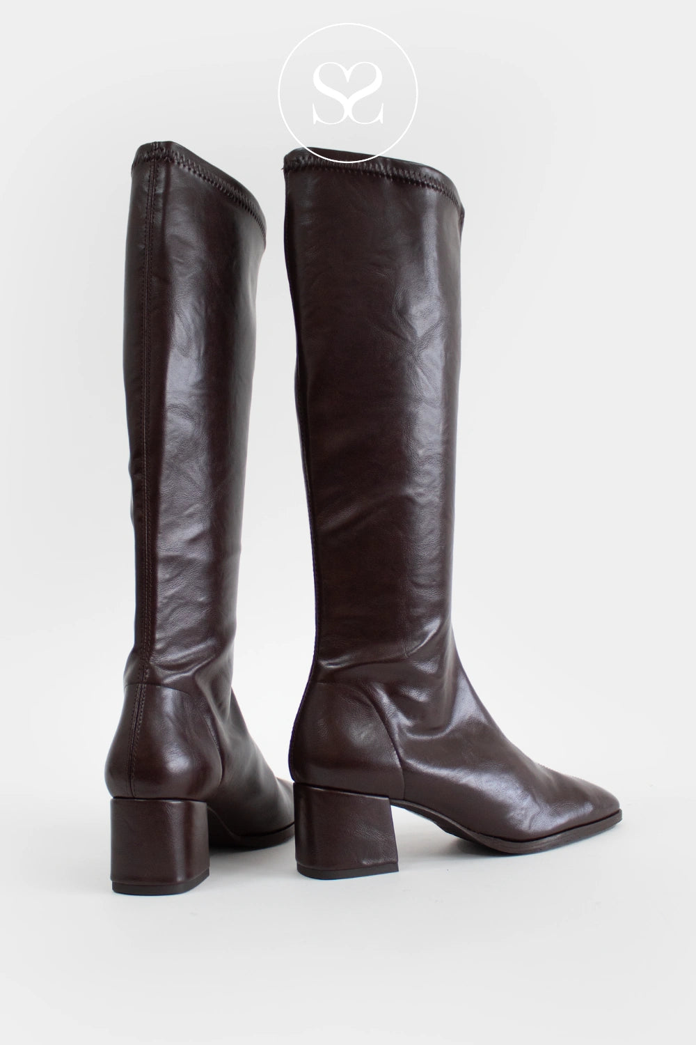 *** Miss Elastic Chocolate Brown Knee High Sock Boots - 78331