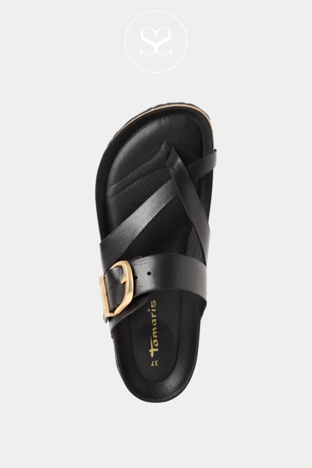 Tamaris Black Flat Sliders Sandals 1-27509-46