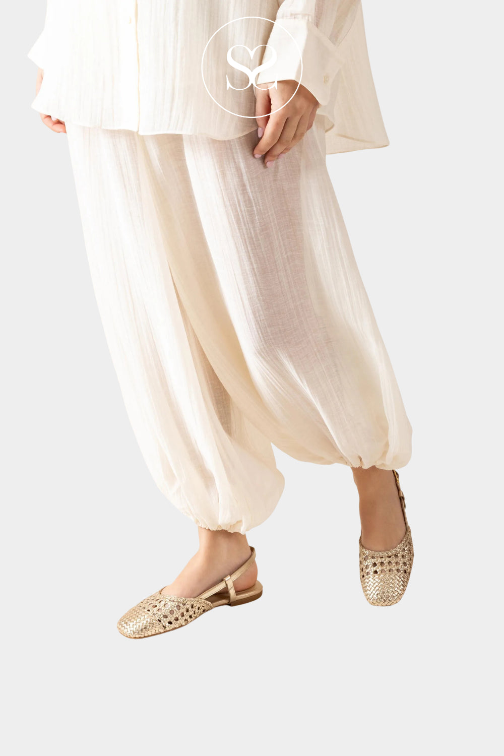 Unisa Gold Braided Slingback Flats - Badri