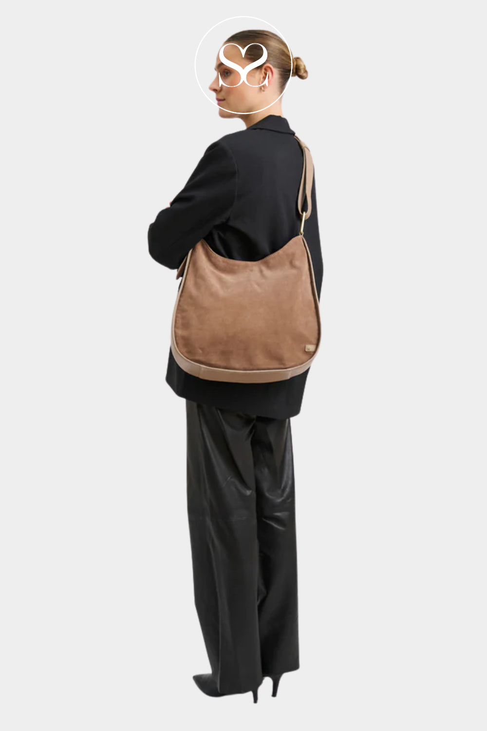 Depeche Taupe Suede Shoulderbag - 16896