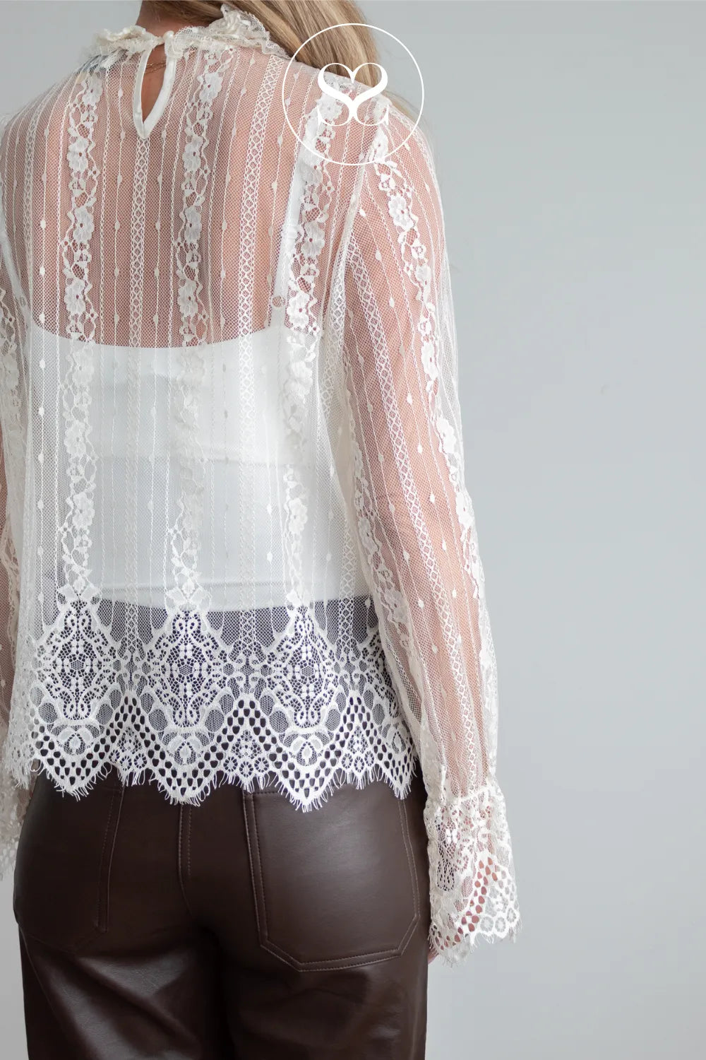 Cream High-Neck Lace Blouse — 81109