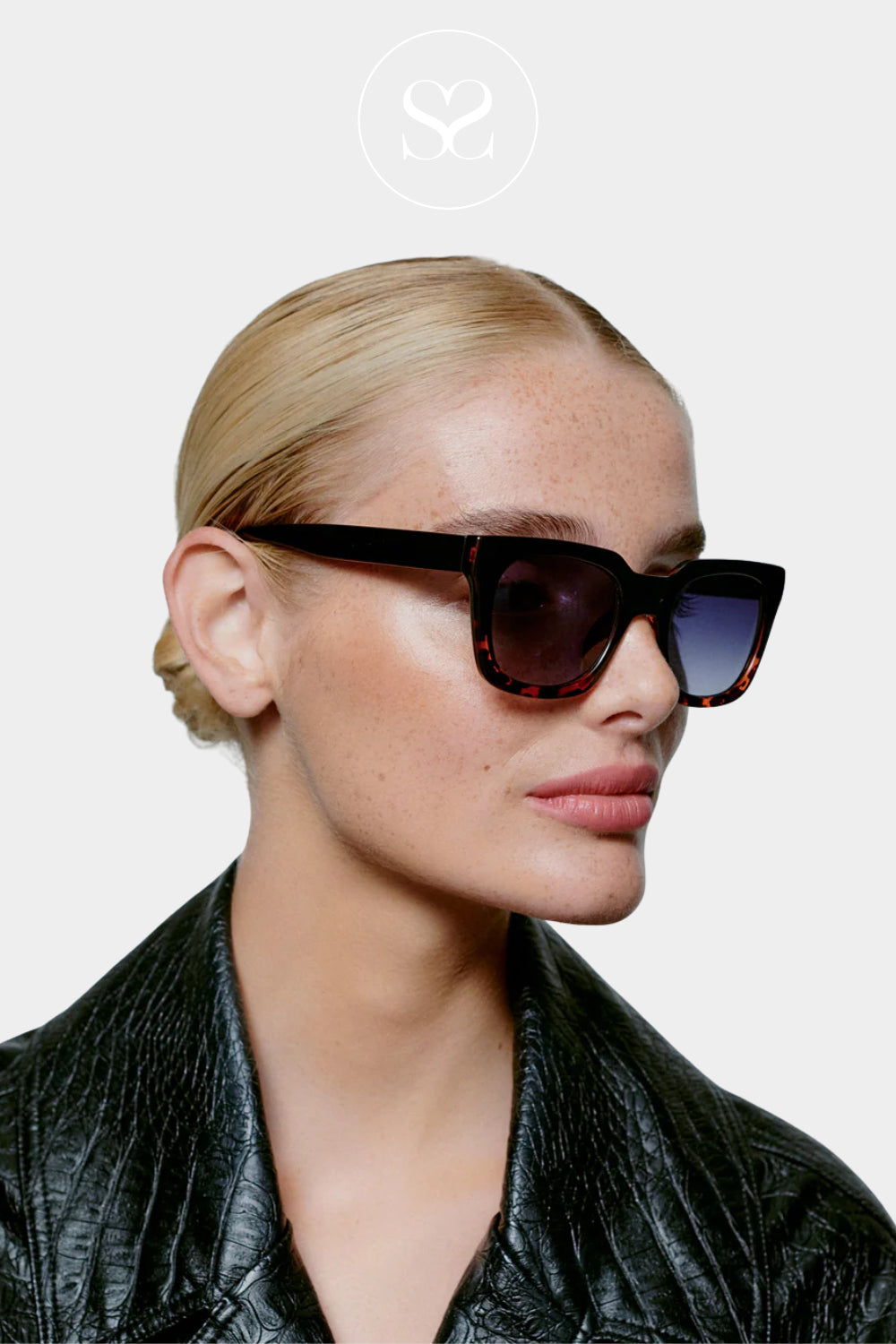 A.KJAERBEDE Black Demi Tortoise Sunglasses - Nancy