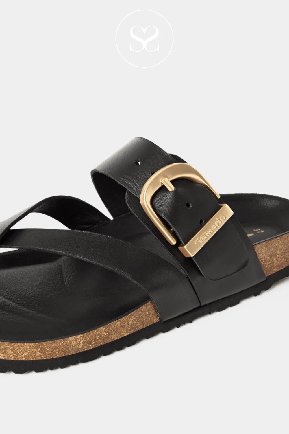 Tamaris Black Flat Sliders Sandals 1-27509-46