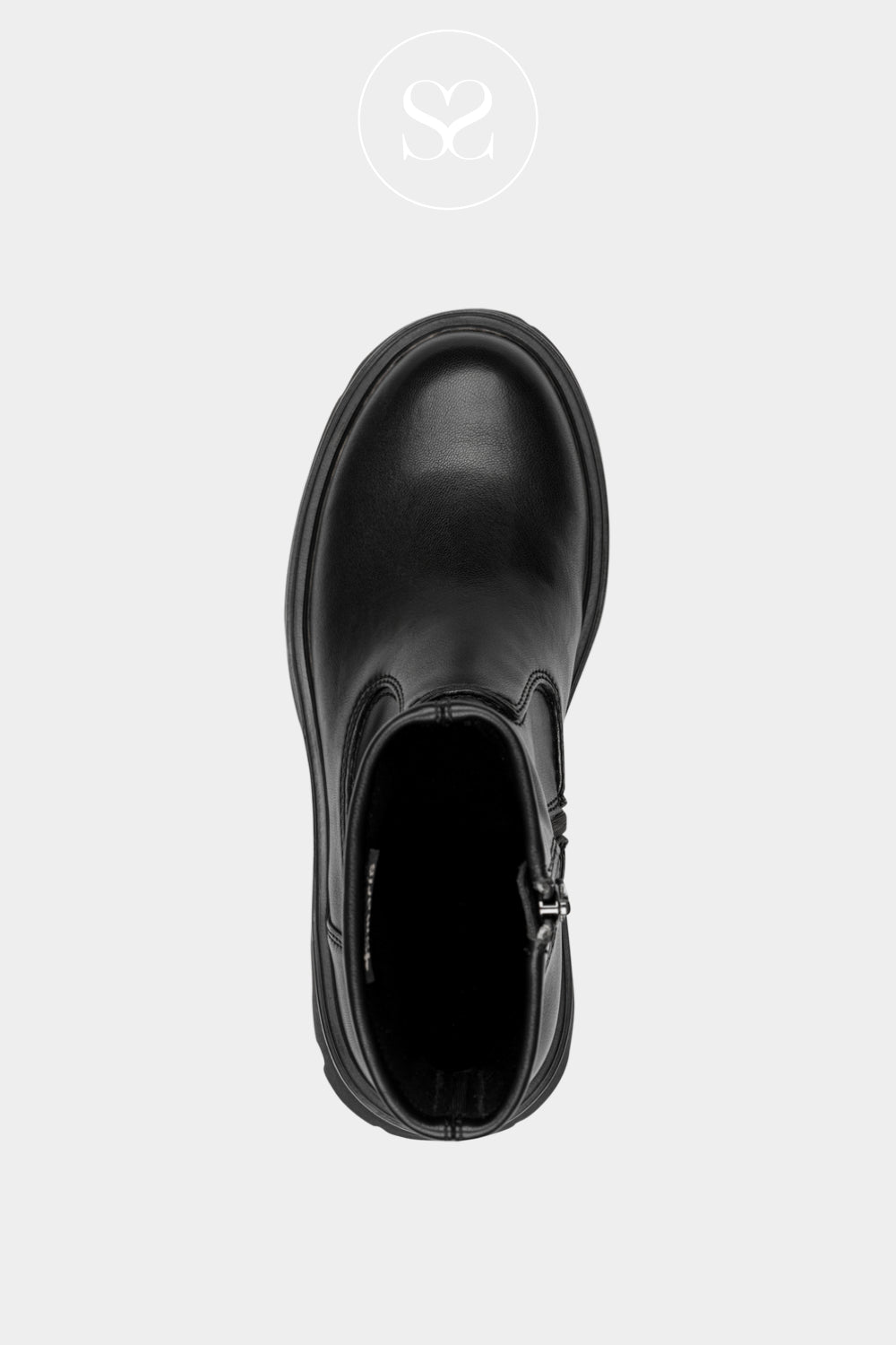 Tamaris Black Leather Chunky Boots - 1-25416 in Ireland