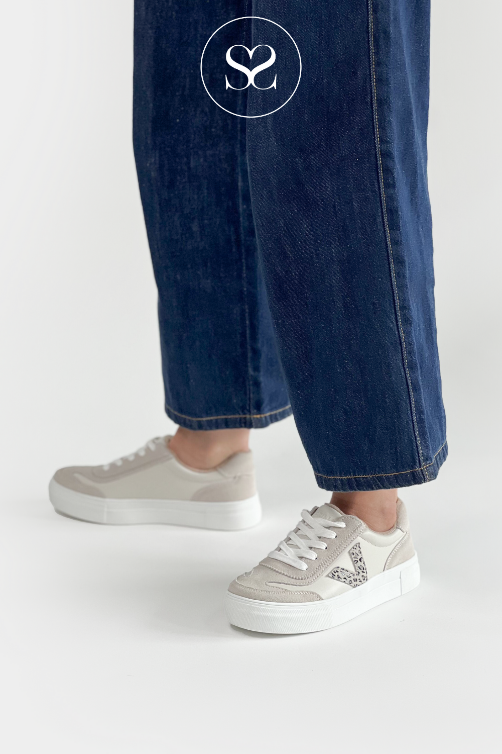 TAH PRINTDRILLEYS CHEETAH (CHEETAH VANILLA) FLATFORM LACE UP TRAINERS EIGHTY MADE FROM VEGAN LEATHER LIGHTWEIGHT COMFORT EVERYDAY SNEAKER WITH CUSHIONED REMOVABLE INSOLE AND SIGNATURE "V" LOGO DESIGN IN CHIC CHEE