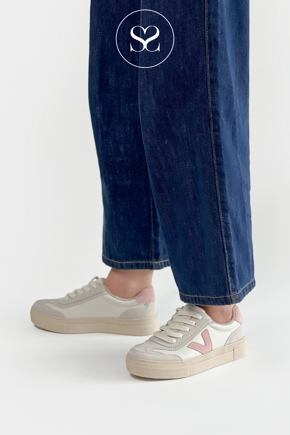 DRILLEYS PINK (FRENCH VANILLA) FLATFORM TRAINERS EIGHTY