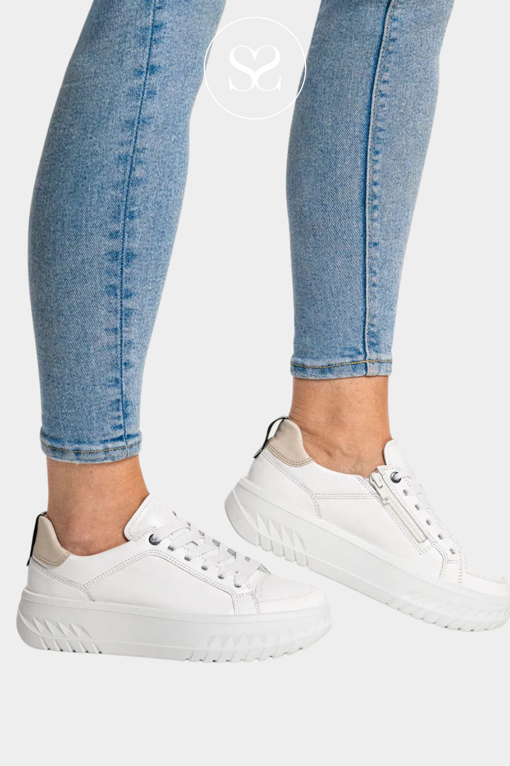 Ara White Chunky lace up trainers 12-46703