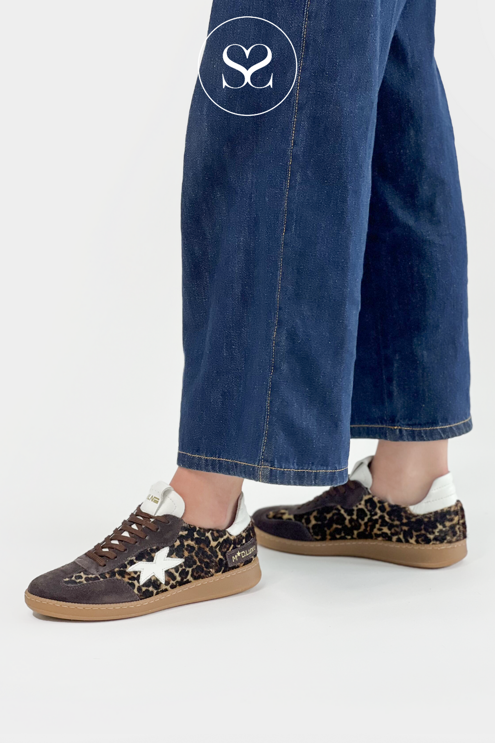 MELINE A-162, LOW PROFILE TRAINERS, FAUX FUR, ANIMAL PRINT. LACE UP DESIGN WITH REMOVABLE INSOLE