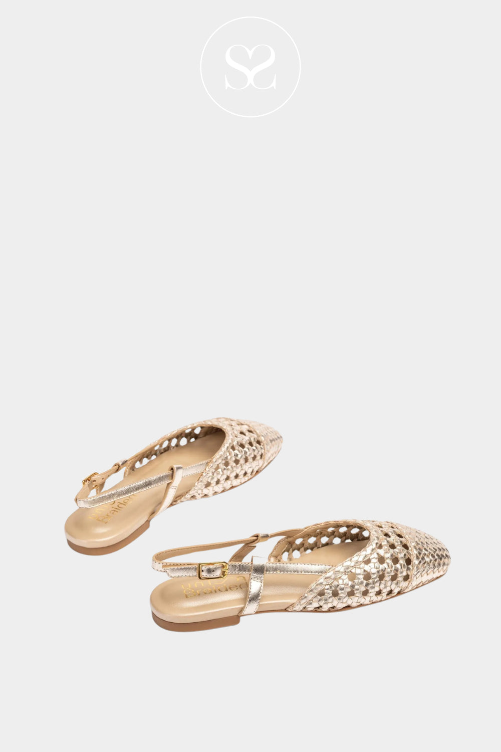 Unisa Gold Braided Slingback Flats - Badri