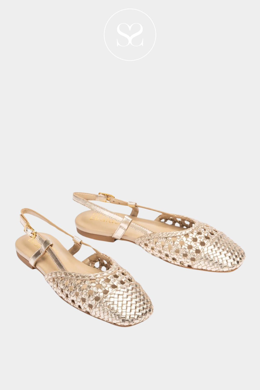 Unisa Gold Braided Slingback Flats - Badri