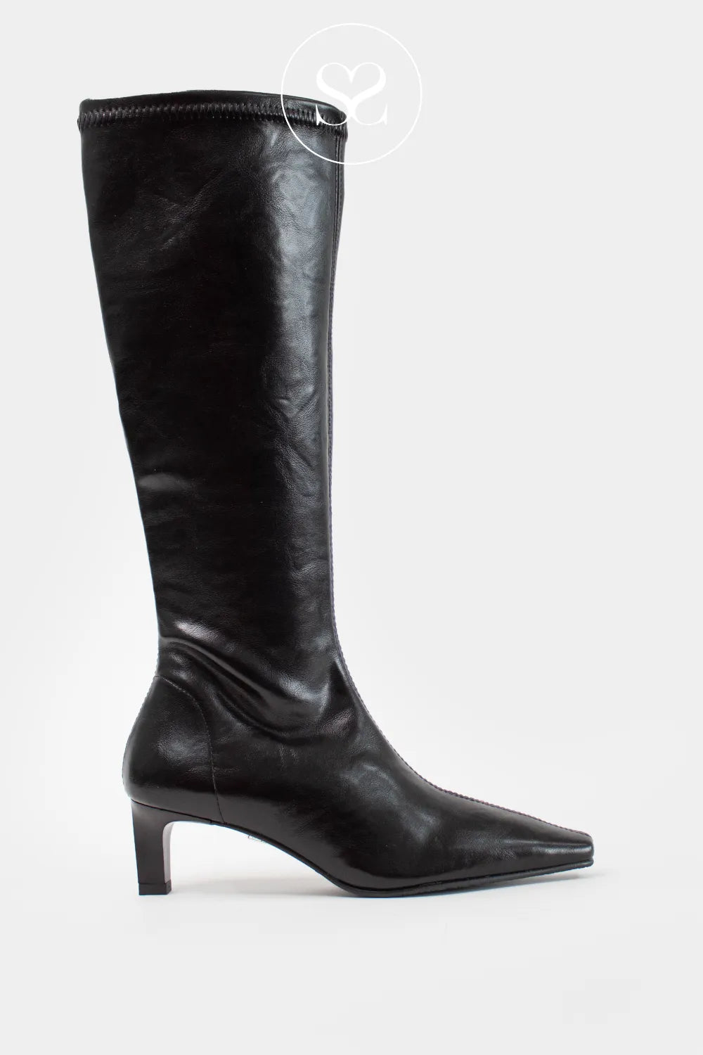 MISS ELASTIC BLACK KNEE HIGH PULL ON SOCK BOOTS 78100
