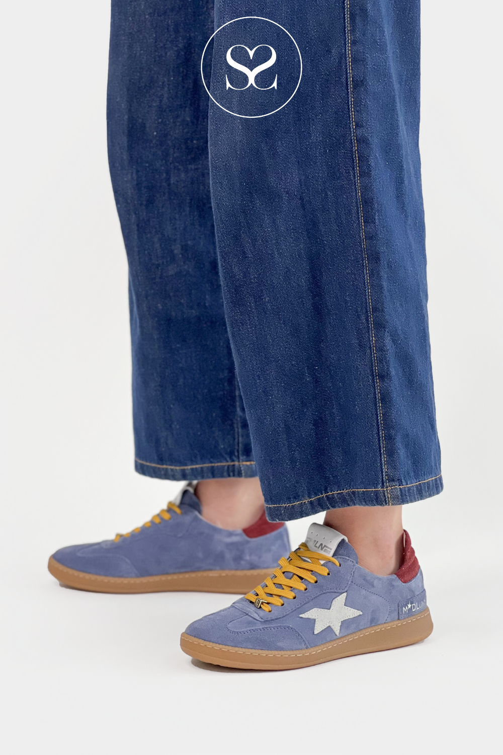 MELINE W-99 LOW PROFILE BLUE SUEDE LACE UP TRAINERS