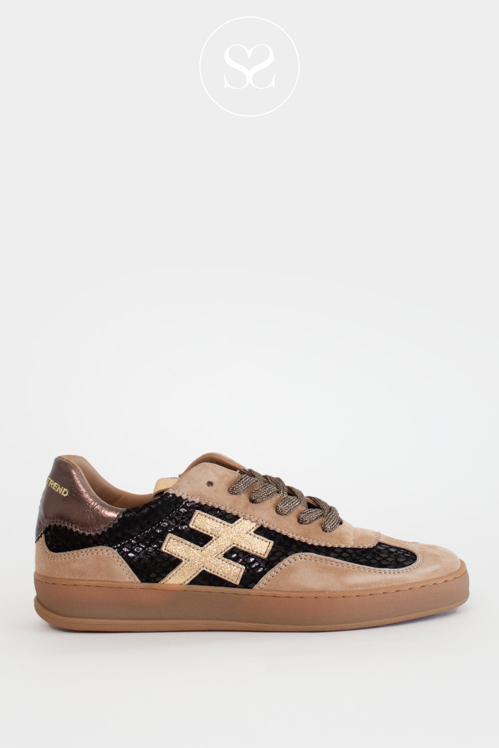 Another Trend Camel, Black & Gold Trainers - A032-82 Iconic II for women, Ireland