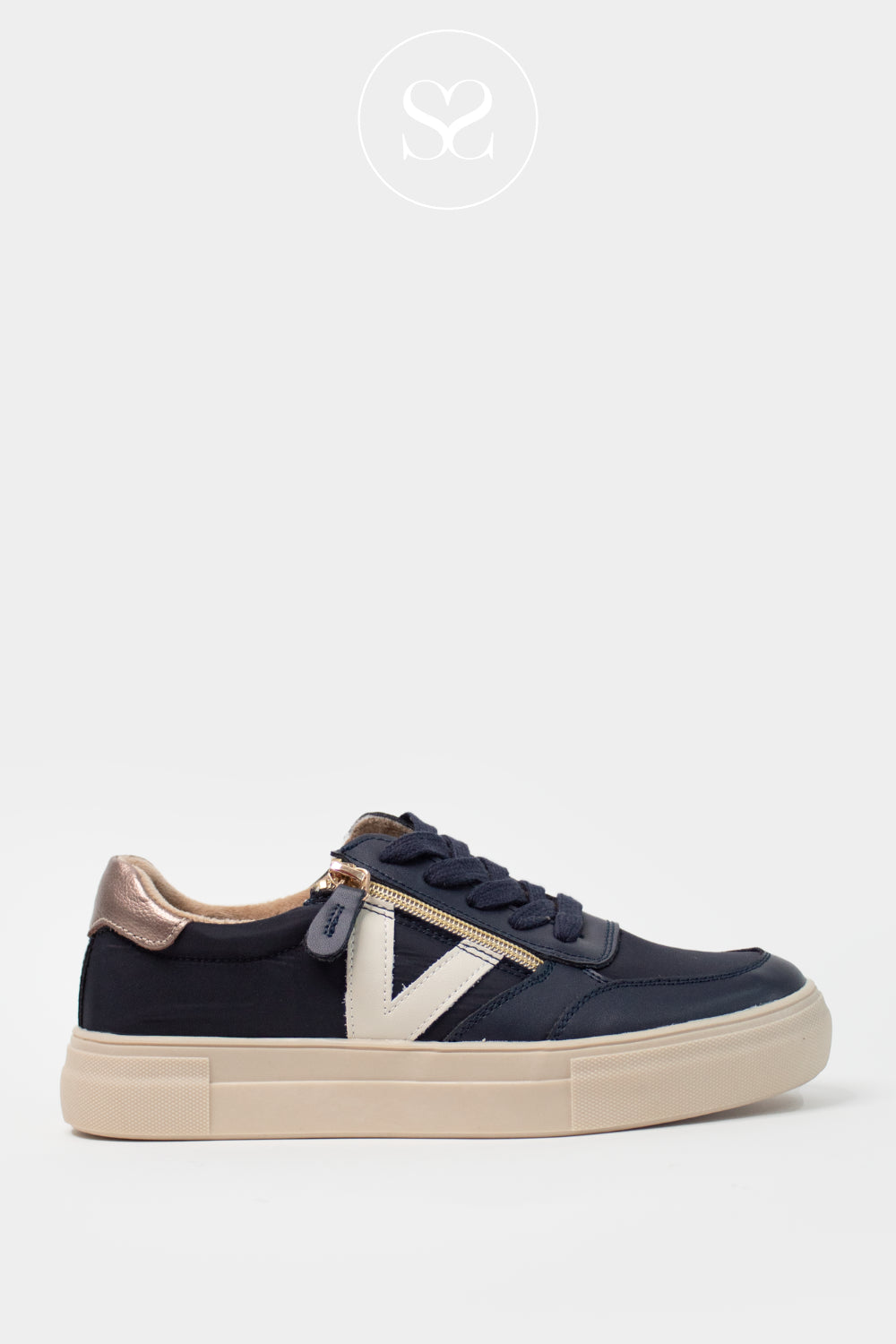 DRILLEYS NAVY ZIP-UP PLATFORM TRAINERS - EIGHTY ONE