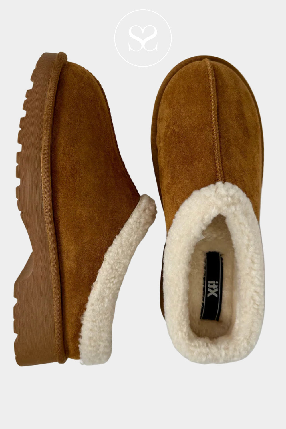 XTI CAMEL FAUX SUEDE FUR LINED CLOGS - 144447