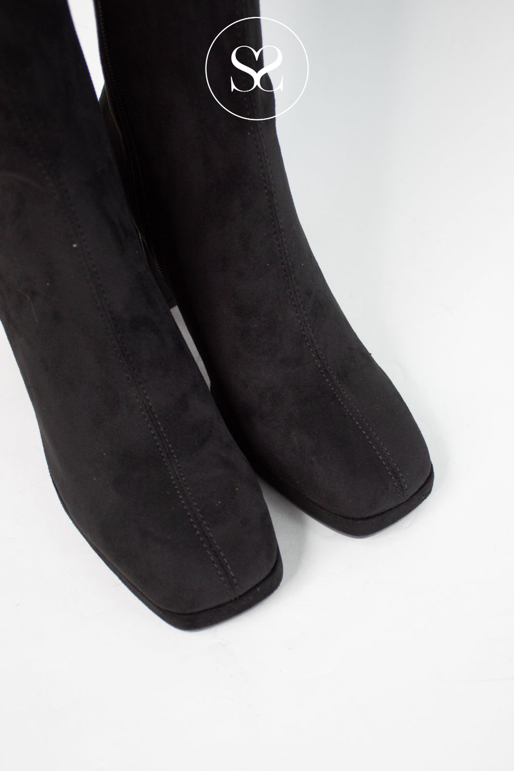 LODI BLACK SUEDE PLATFORM BLOCK HEEL KNEE HIGH BOOTS LIMBO IRELAND