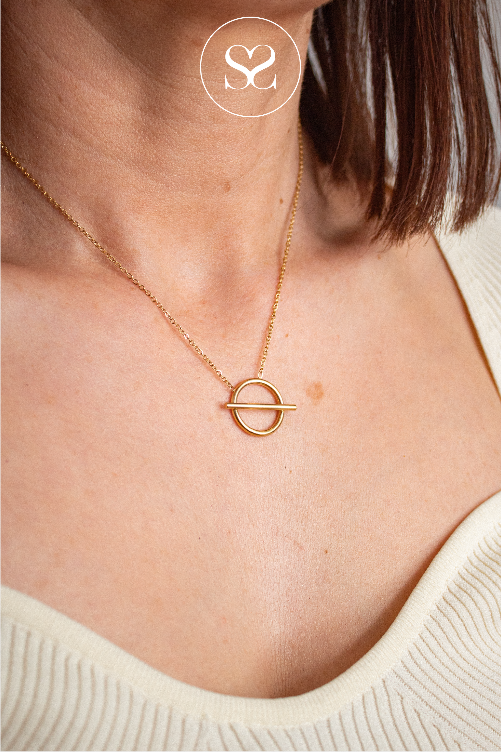 EMMY 07S GOLD THIN CHAIN CIRCLE NECKLACE