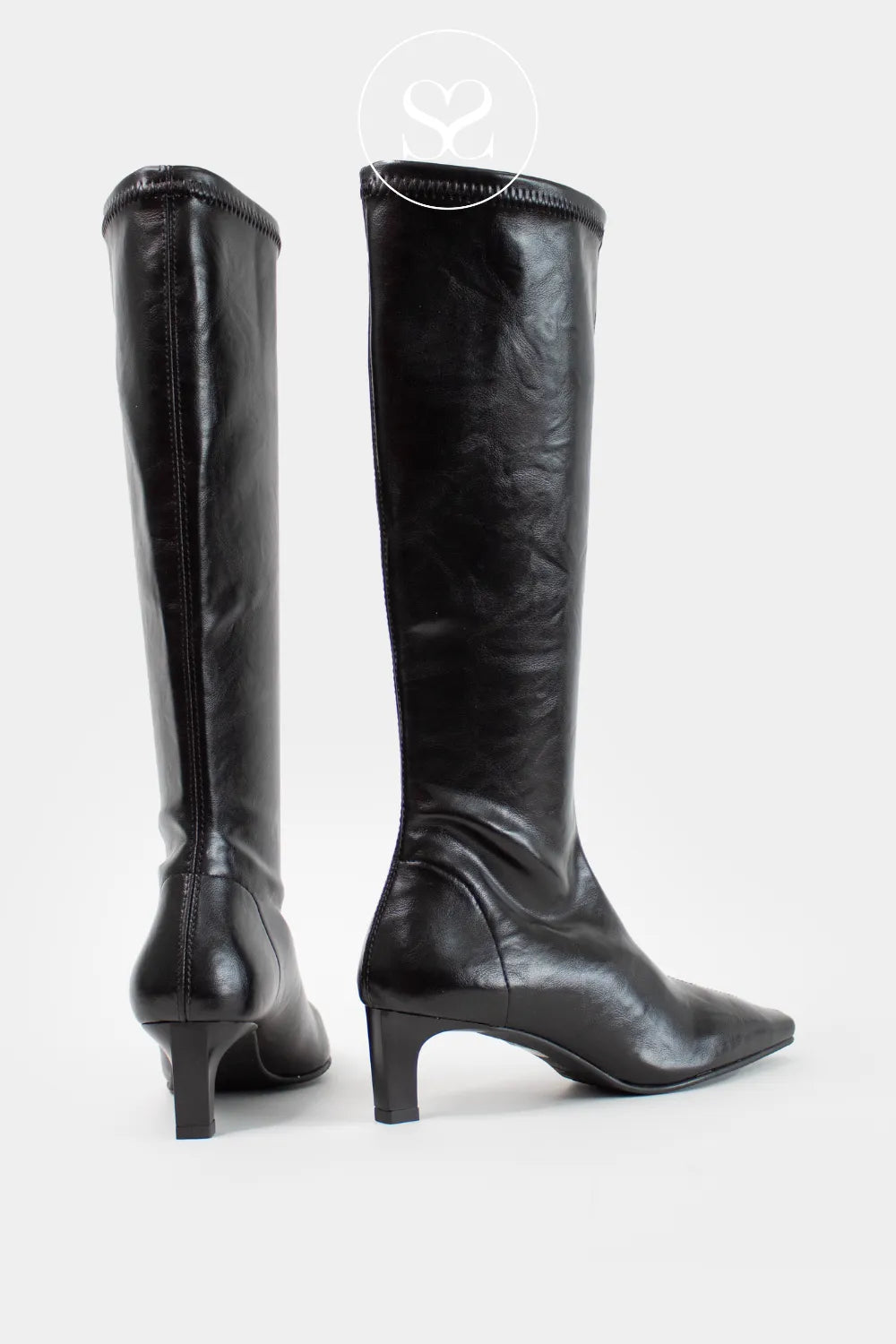 MISS ELASTIC BLACK KNEE HIGH PULL ON SOCK BOOTS 78100 IRELAND