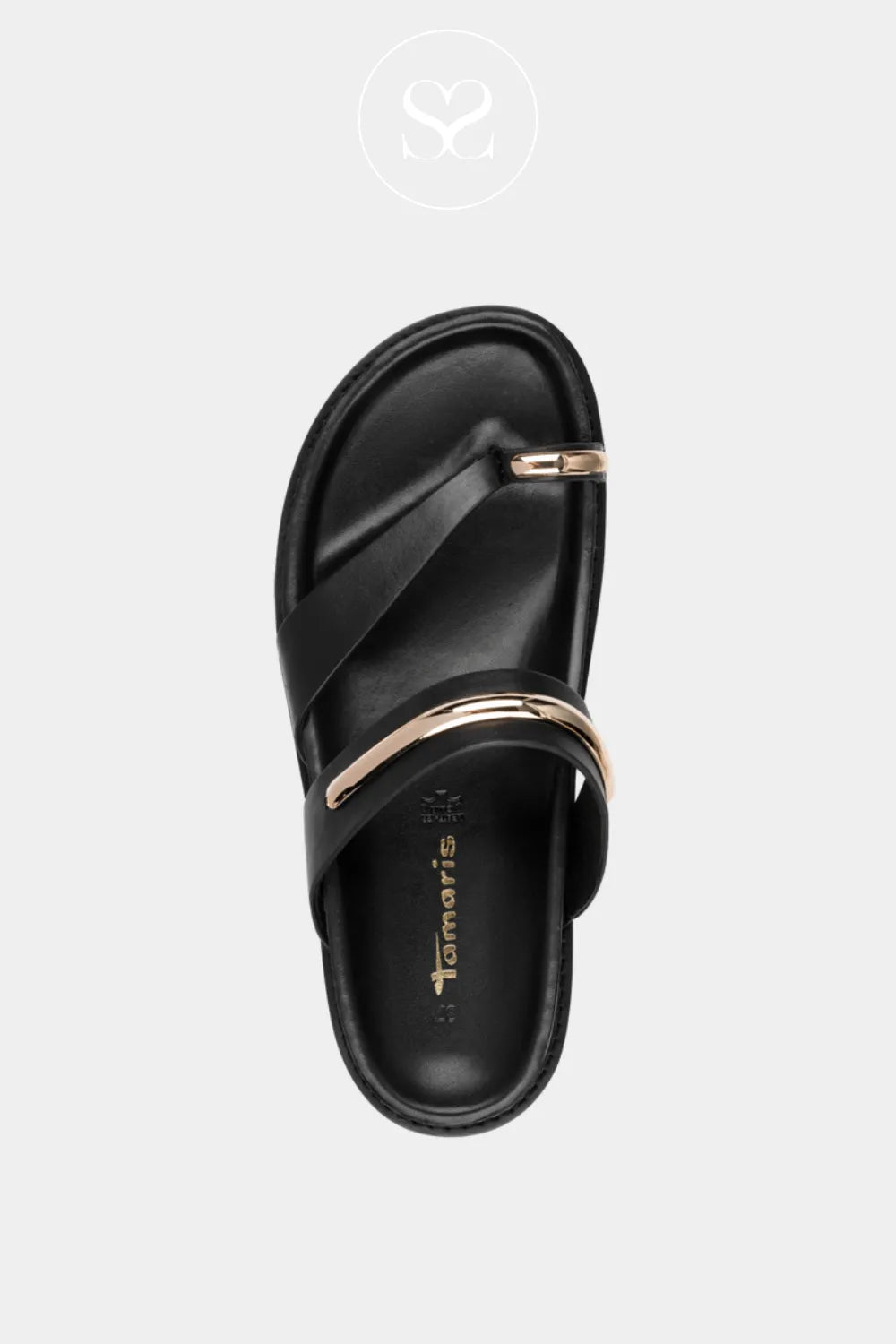Tamaris Black Toe Thong Gladiator Sandals 1-27415-46 Soft black leather upper for a premium, flexible feel