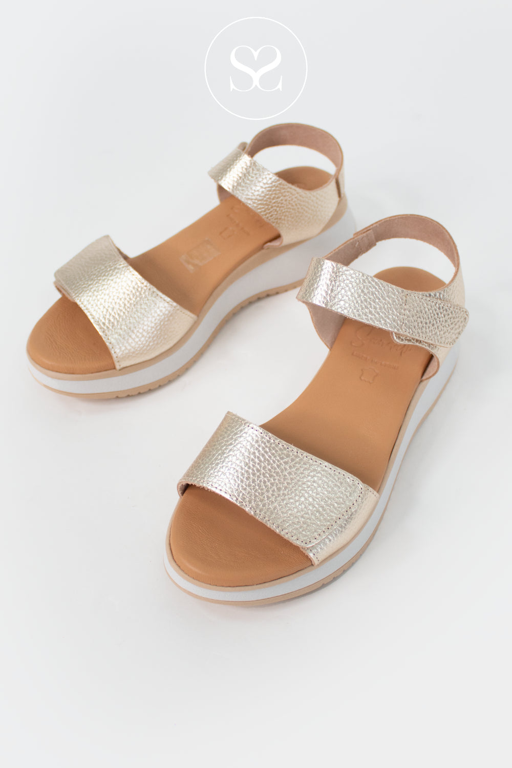 Oh My Sandals Gold Wedge Walking Sandals 5942