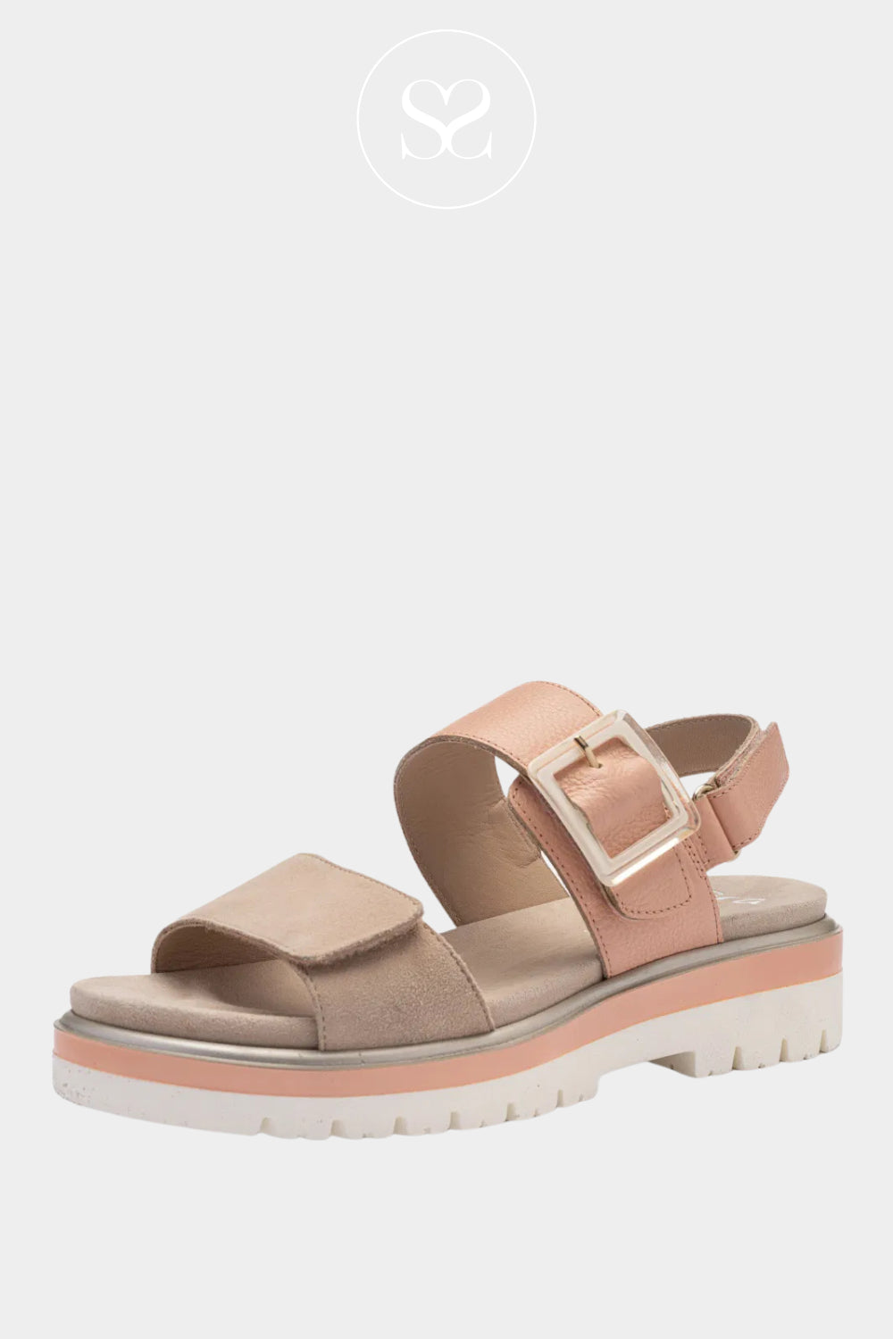 ARA 12-21003 PINK/BEIGE CHUNKY WALKING SANDALS