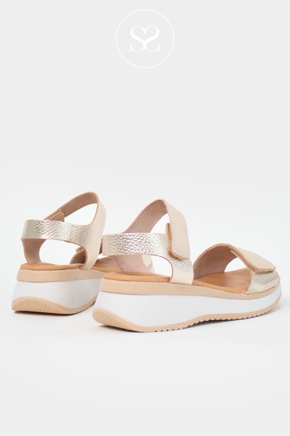 Oh My Sandals Gold Wedge Walking Sandals 5942