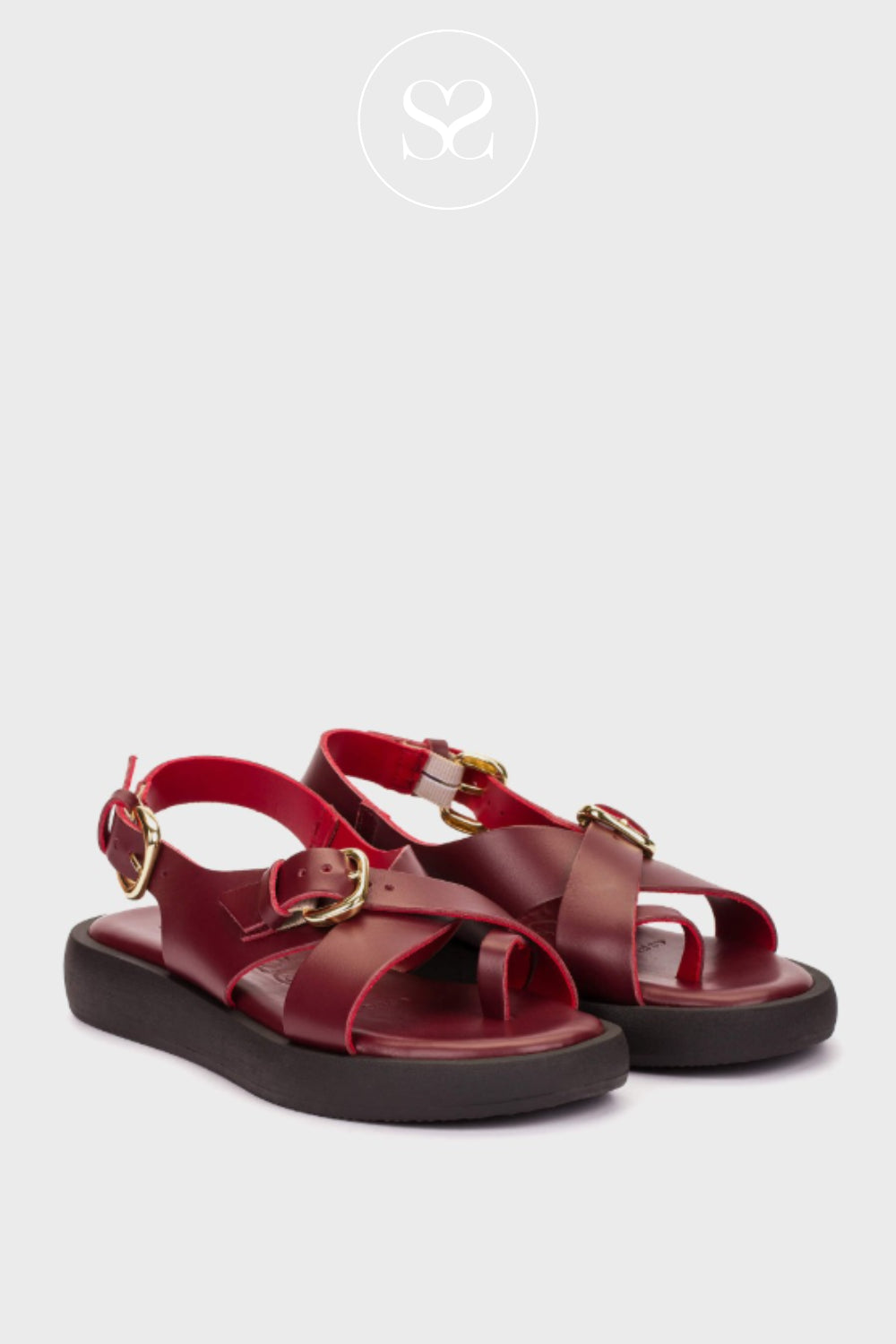 Wonders Wine Slingback Flatform Sandals - AB-1332