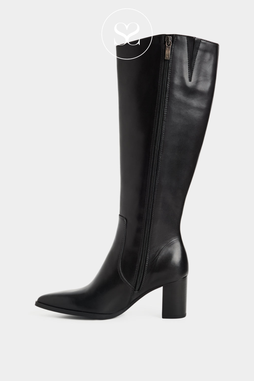 Tamaris Black Knee-High Heeled Boots for Women in Ireland