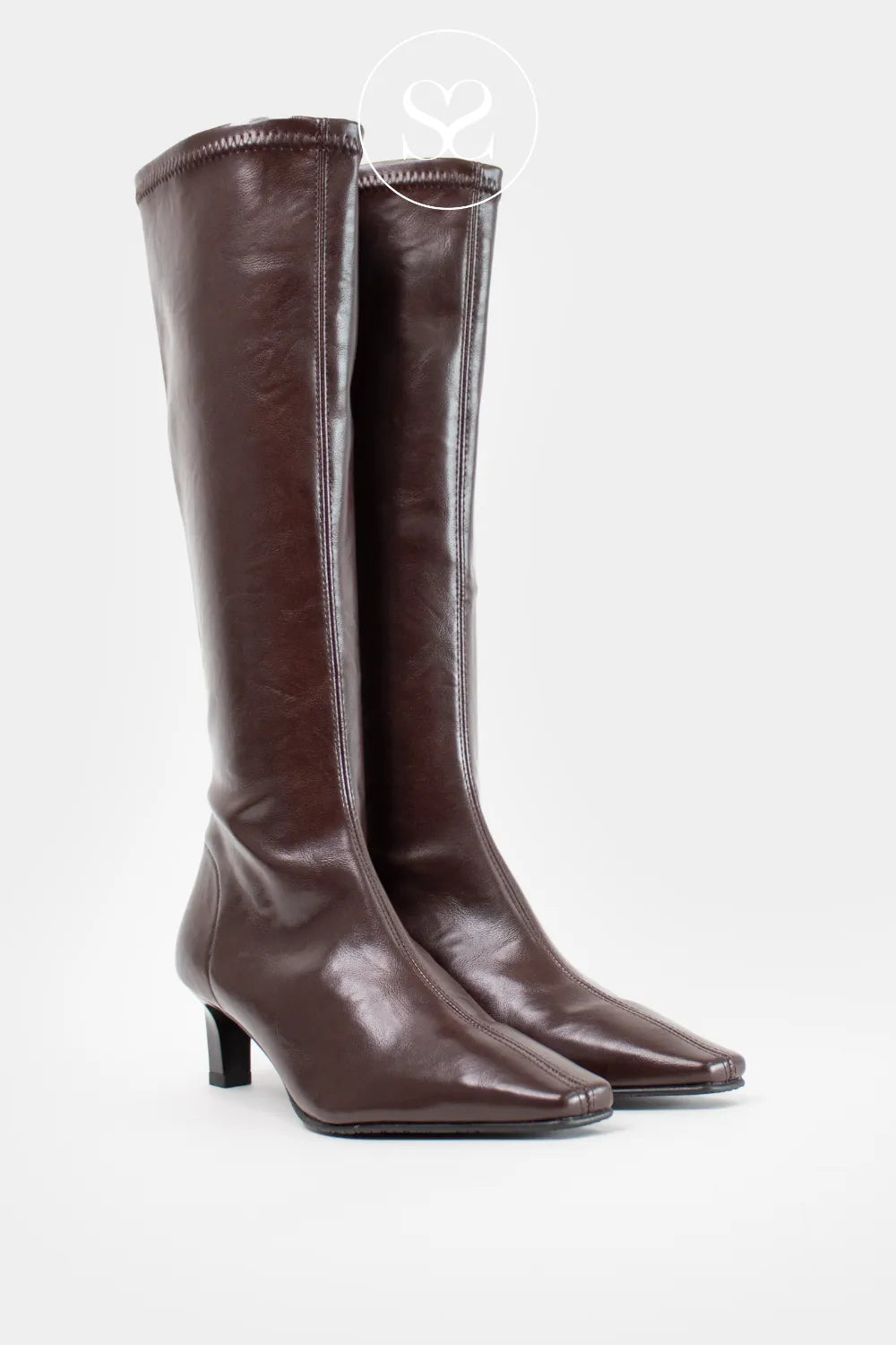 MISS ELASTIC DARK BROWN KNEE HIGH PULL ON SOCK BOOTS 78100 ireland