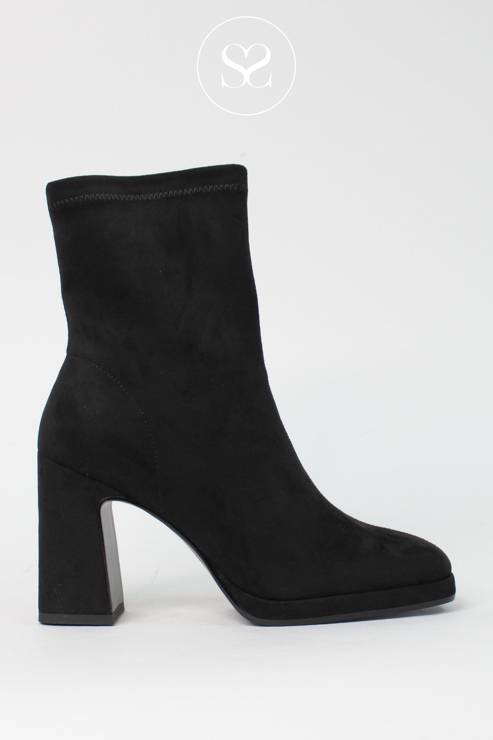 LODI BLACK SUEDE BLOCK HEEL PLATFORM ANKLE BOOTS - LAIRA