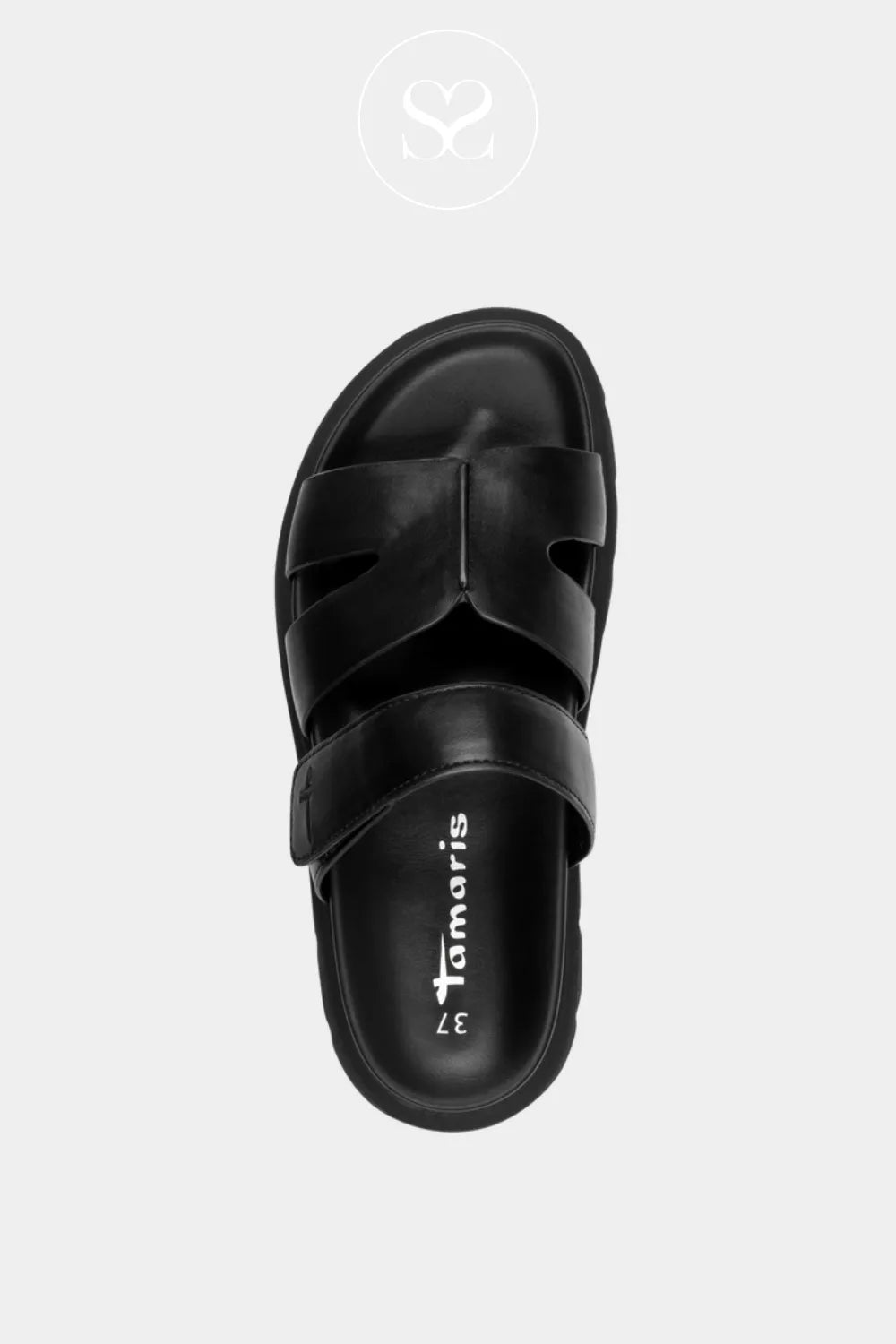 Tamaris Black Wedge Slider Sandals 1-27412-46