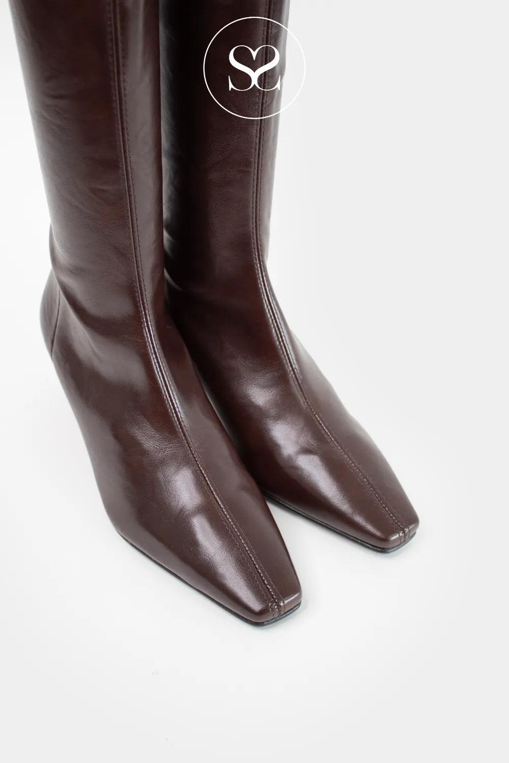 MISS ELASTIC DARK BROWN KNEE HIGH PULL ON SOCK BOOTS 78100 sheneil shoes