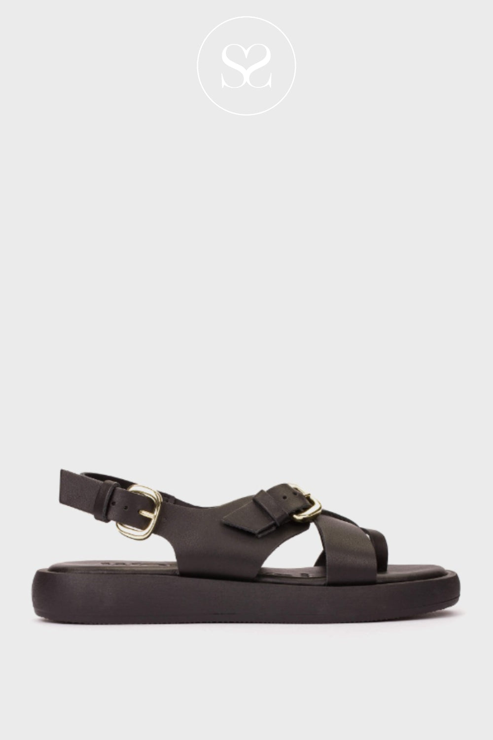 Wonders Black Slingback Flatform Sandals - AB-1332 Ireland