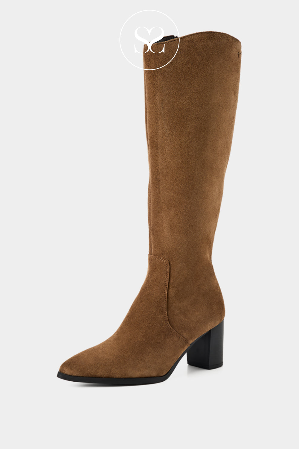 Brown knee-high boot with a Mid-Length Block Heel for Women in Ireland