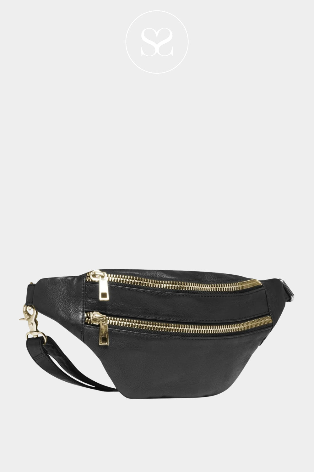 Depeche Black Leather Crossbody Bumbag - 13952