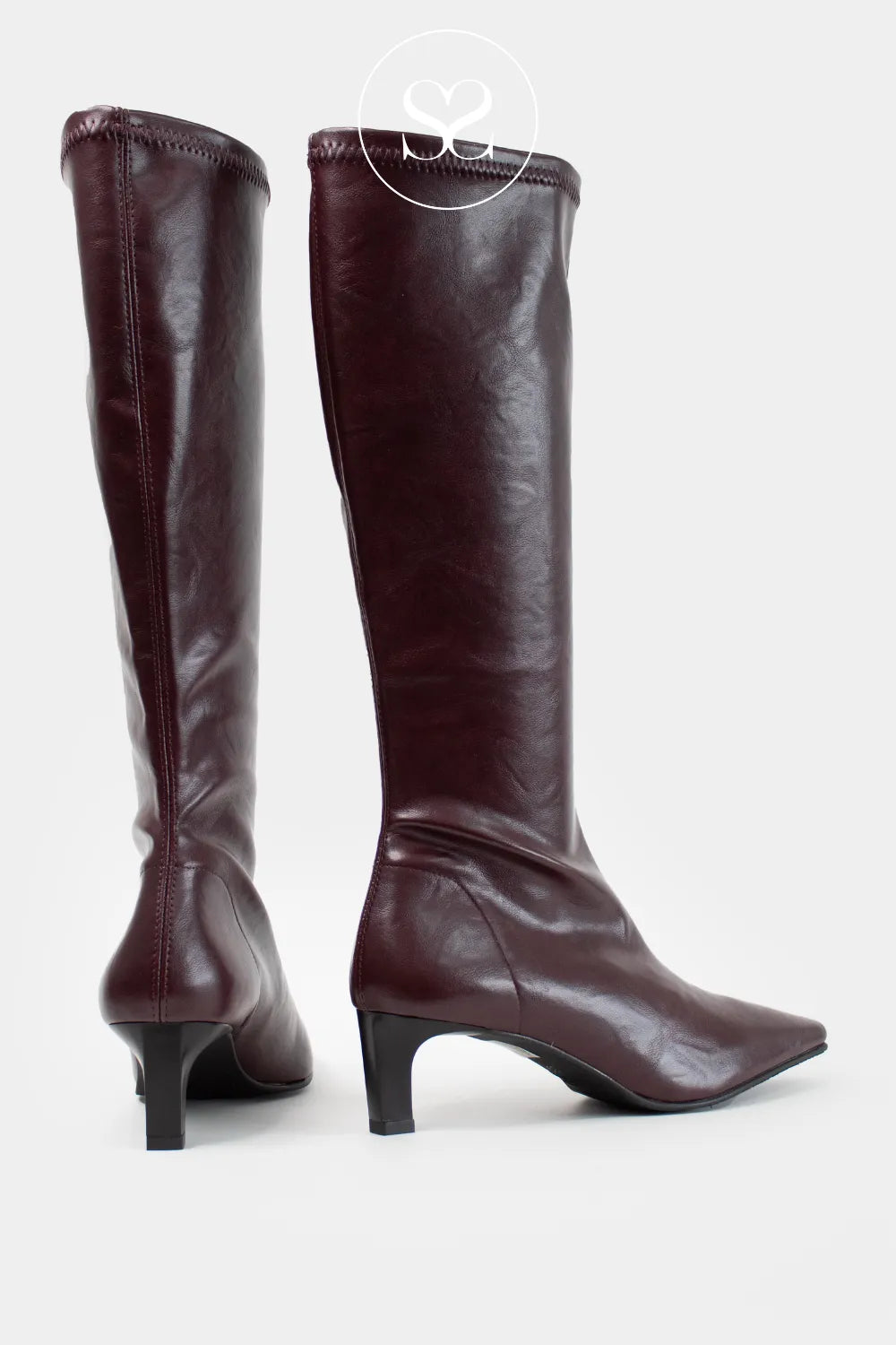 MISS ELASTIC DARK BURGUNDY KNEE HIGH PULL ON SOCK BOOTS 78100 ireland