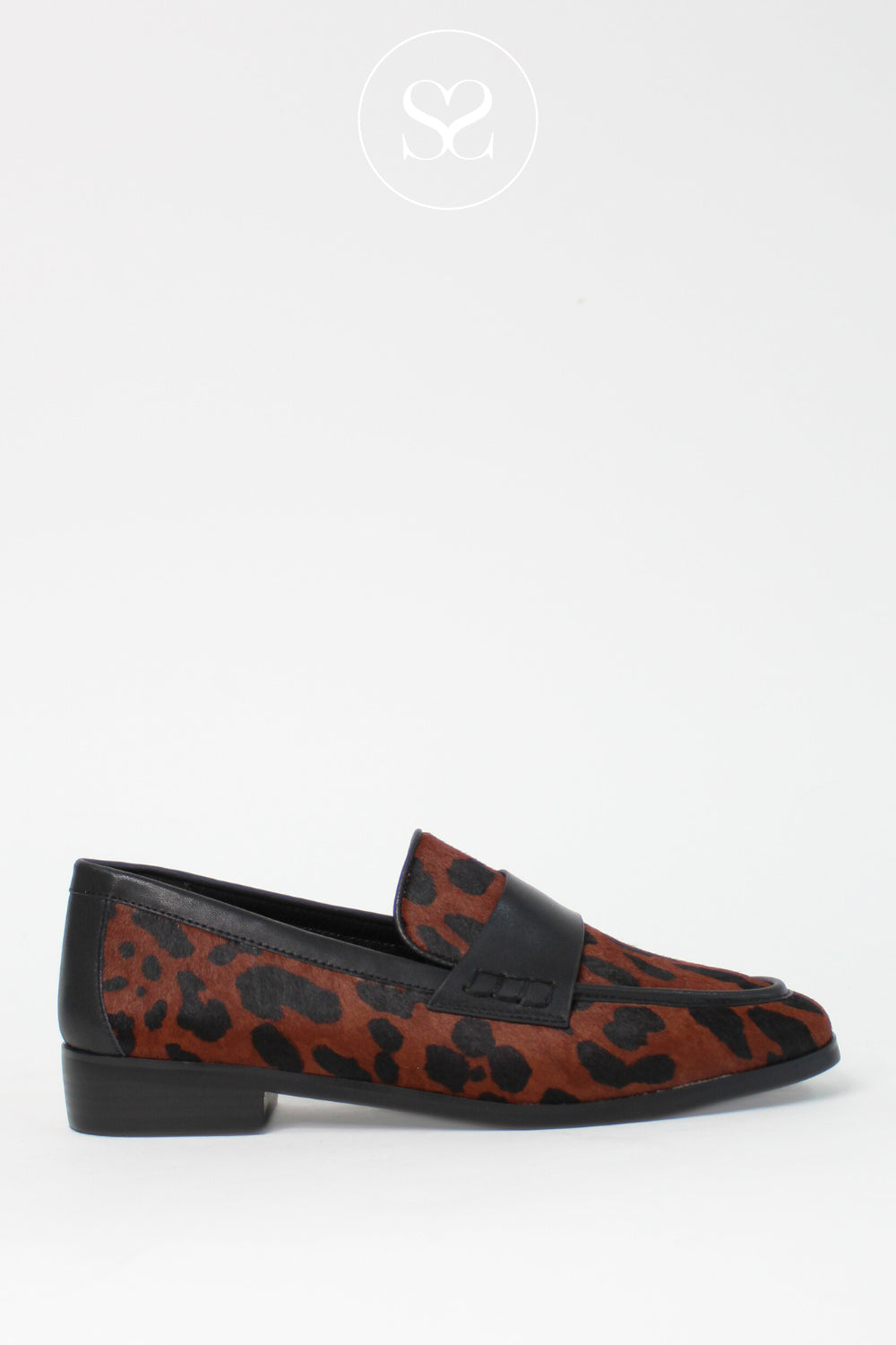 LODI LEOPARD PRINT PENNY LOAFERS WITH BLACK TRIM - A-HOL5665P