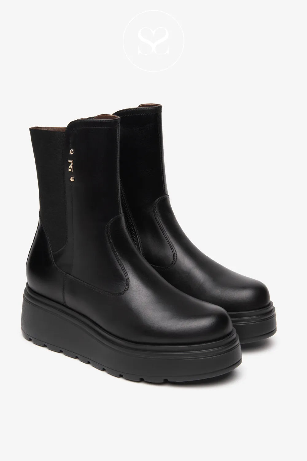 NERO GIARDINI BLACK SLIP ON WEDGE ANKLE BOOTS I514901D FOR WOMEN WITH SOFT ROUNDED TOE 