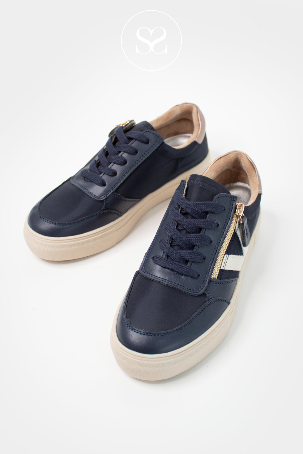 DRILLEYS NAVY ZIP-UP PLATFORM TRAINERS - EIGHTY ONE