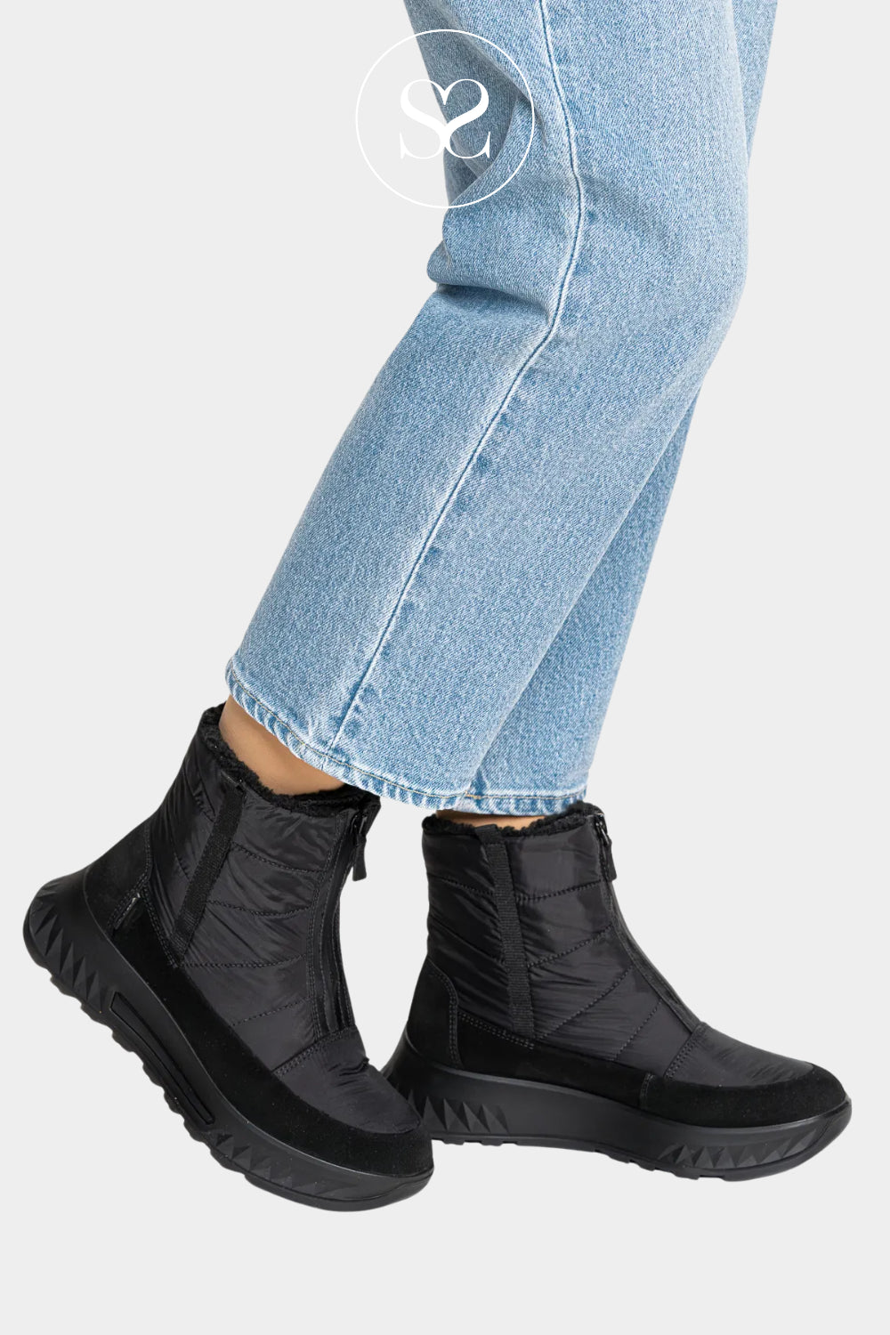 ARA BLACK WATERPROOF TRAINER BOOTS FOR WOMEN