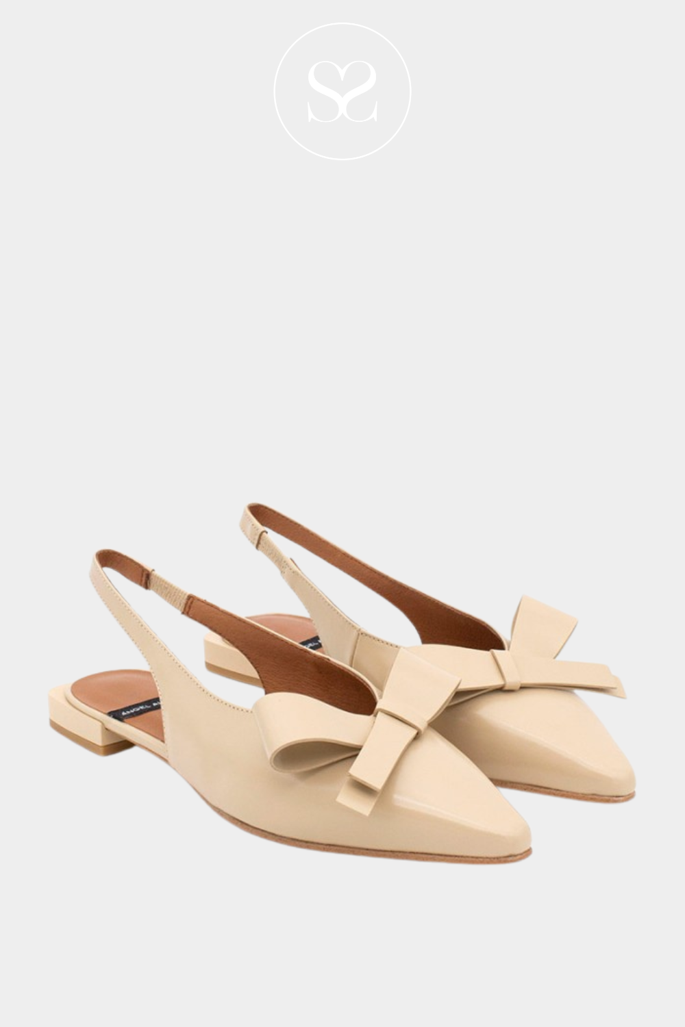 ANGEL ALARCON CHARLOTTE - CREAM BOW SLINGBACK FLATS