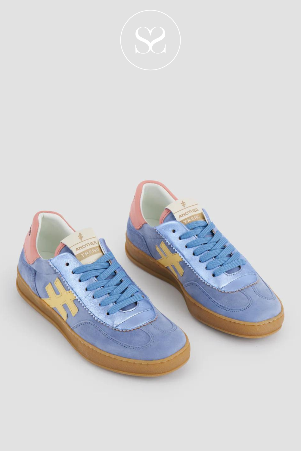 ANOTHER TREND ICONIC BLUE AND BABY PINK LEATHER TRAINER