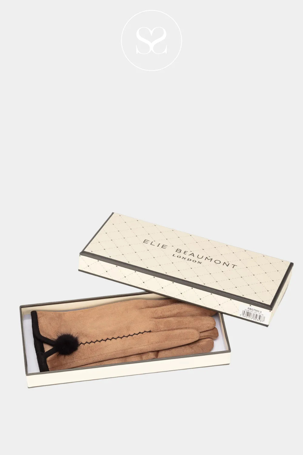ELIE BEAUMONT GLOVES POM POM  - DARK TAN GIFTING IRELAND 