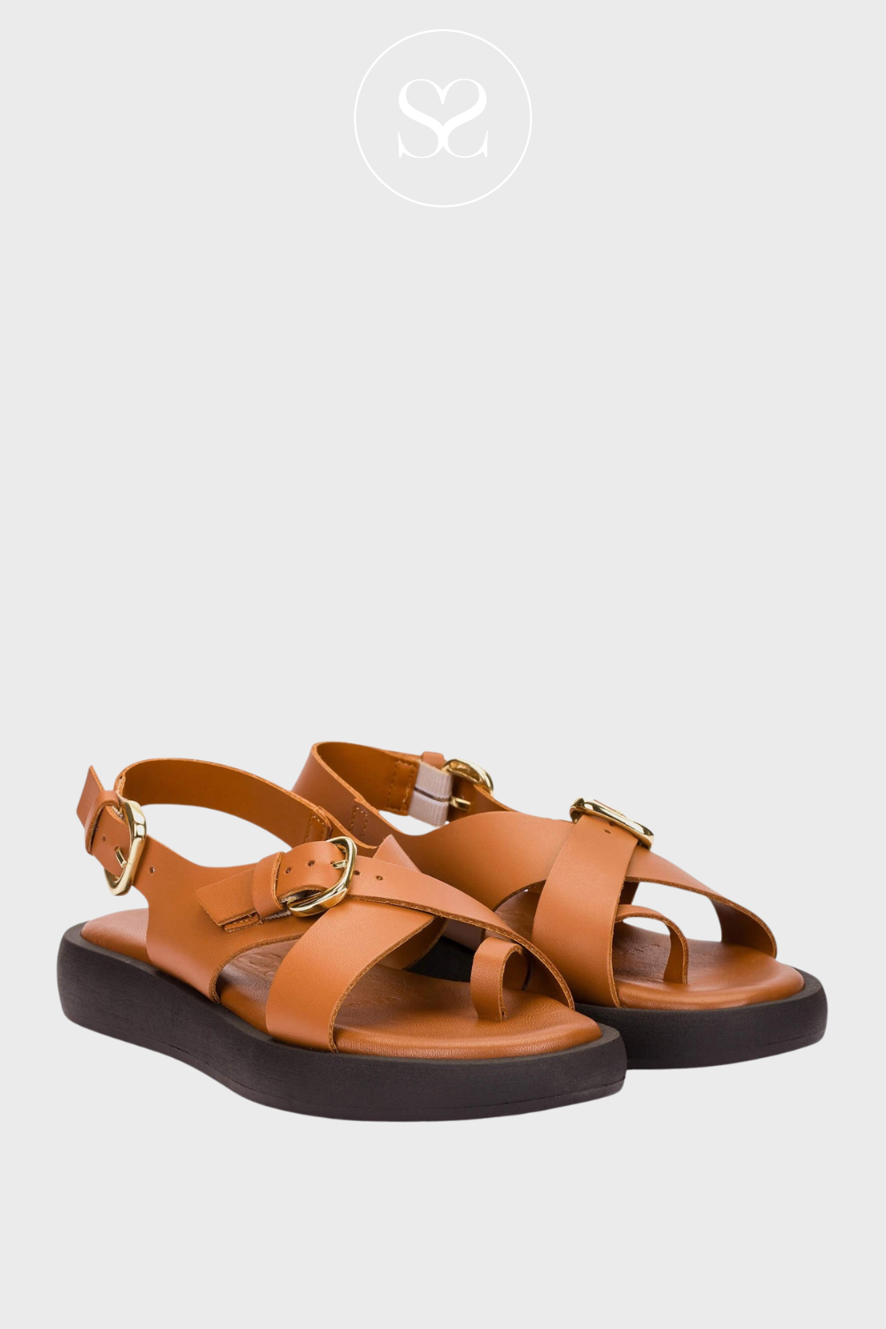 Wonders Tan Slingback Flatform Sandals - AB-1332