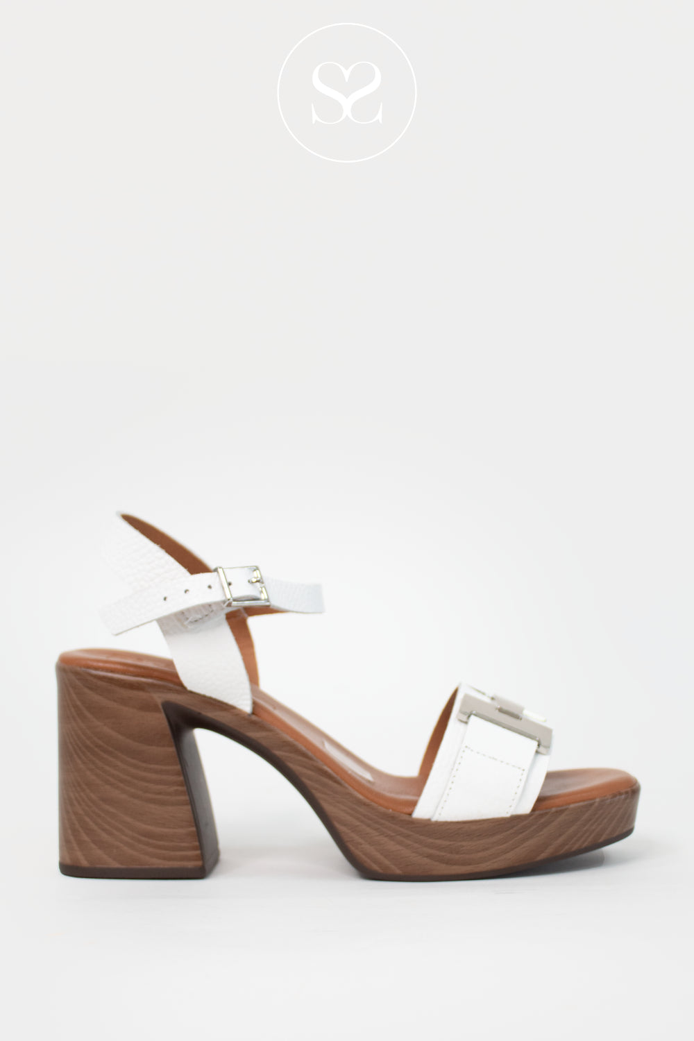 Oh My Sandals White Platform Block Heel Sandals 5931 Ireland