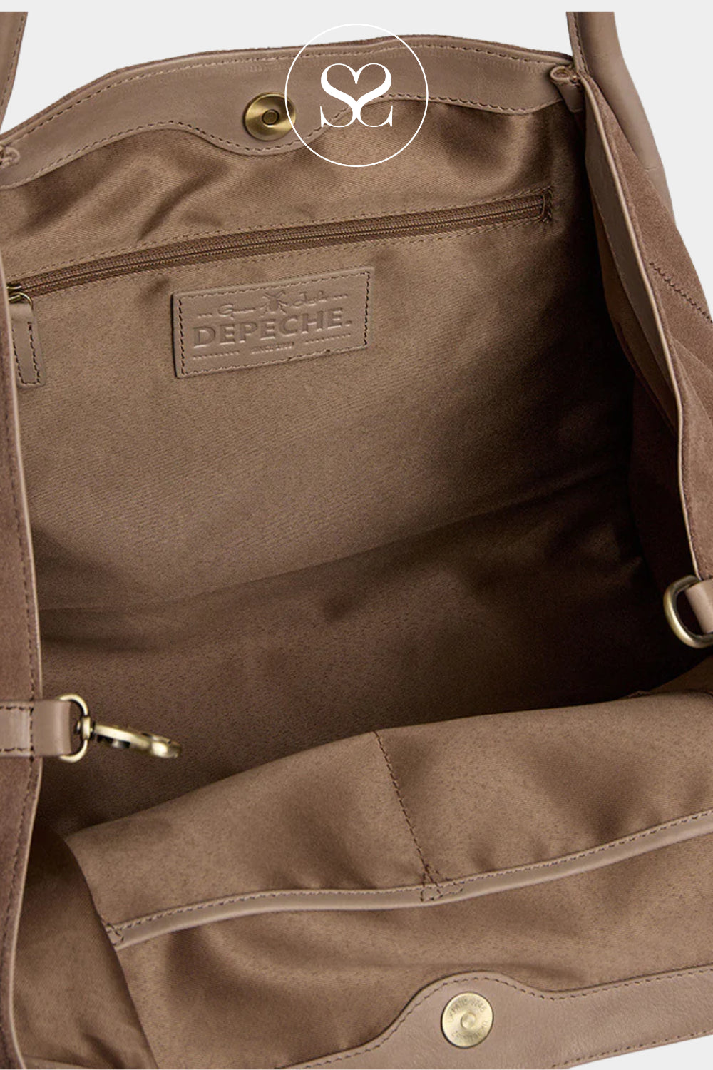 Depeche Taupe Suede Shopper - 16466