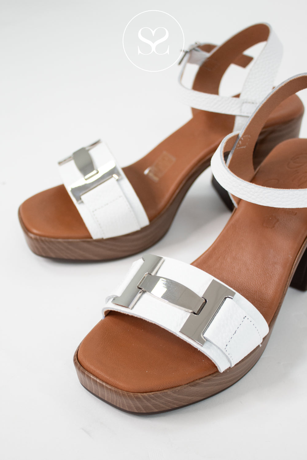 Oh My Sandals White Platform Block Heel Sandals 5931