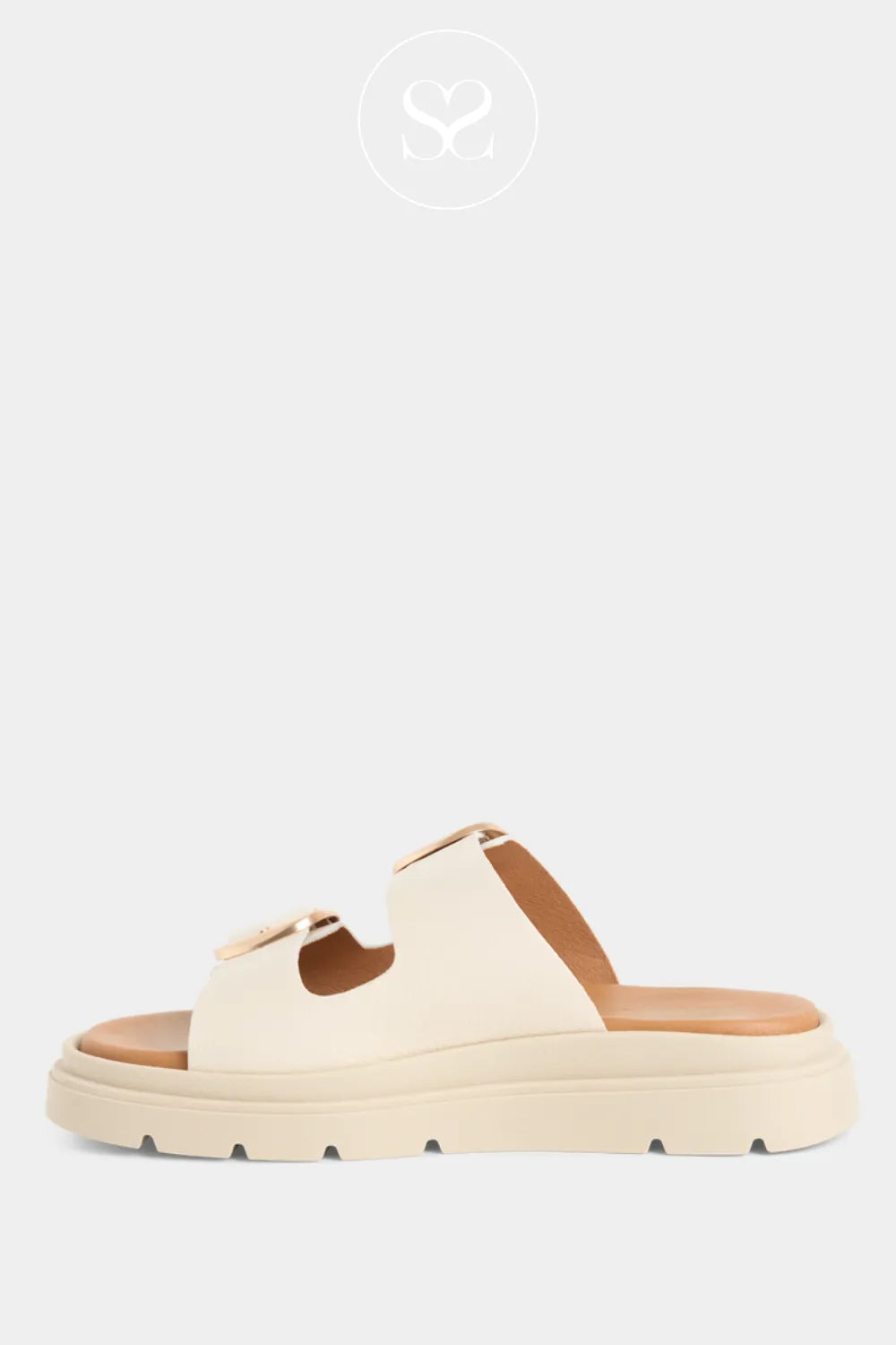 Tamaris Cream Leather Chunky Slider Sandals 1-27239-42 Ireland