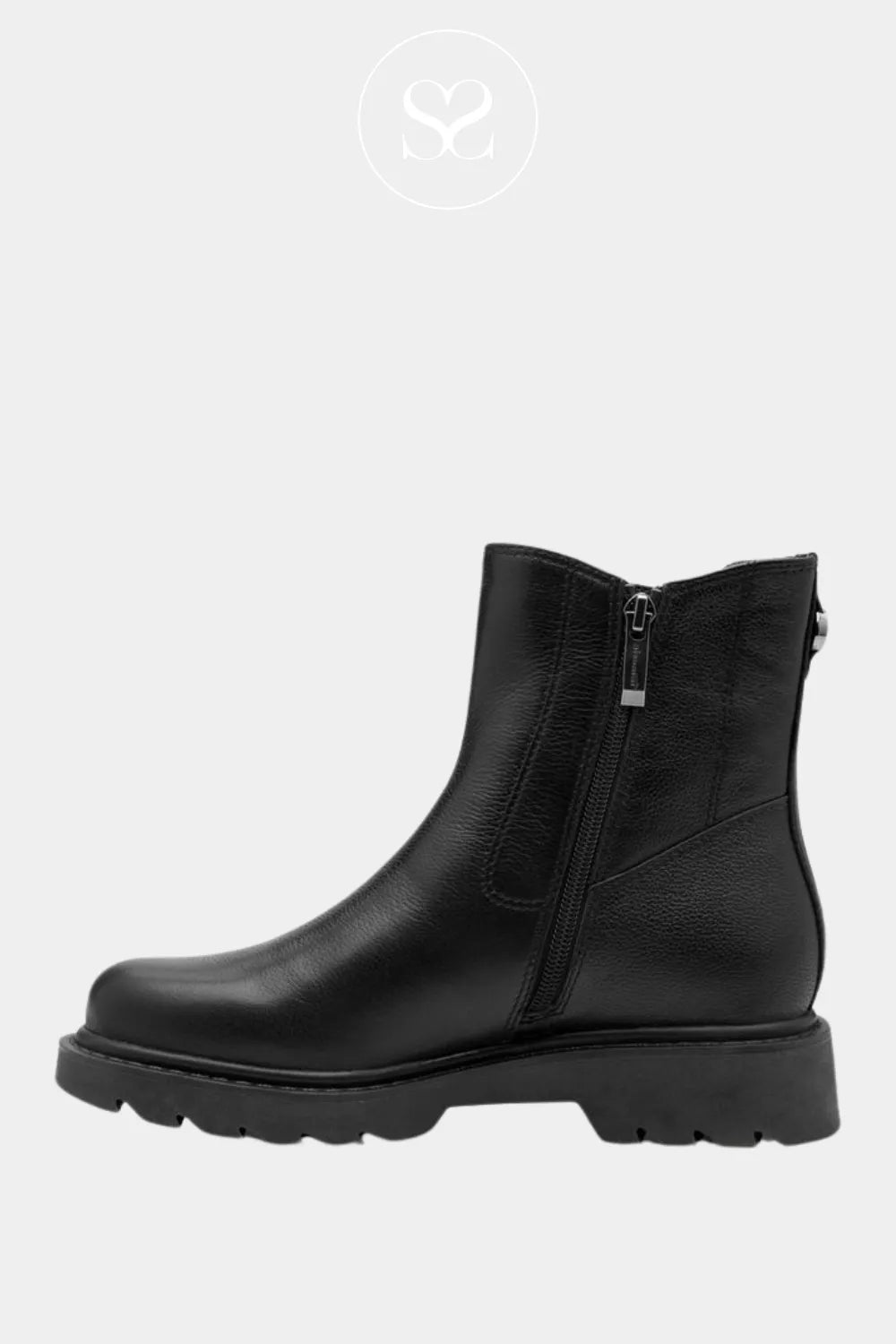 TAMARIS BLACK ANKLE BOOT WITH SIDE ZIP - IRELAND